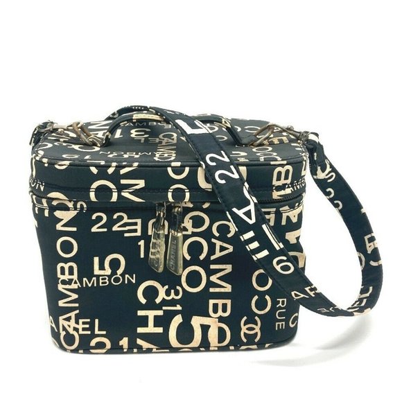 Authentic CHANEL By The Sea Line logo Vanity bag Cosmetic bag 2WAY Shoulder Bag - Picture 1 of 12
